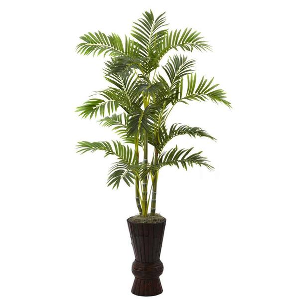 Nearly Natural 62 in. Artificial Areca Tree with Decorative Planter