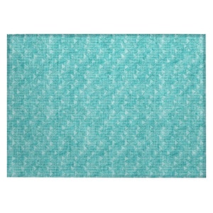 Chantille ACN514 Teal 1 ft. 8 in. x 2 ft. 6 in. Machine Washable Indoor/Outdoor Geometric Area Rug
