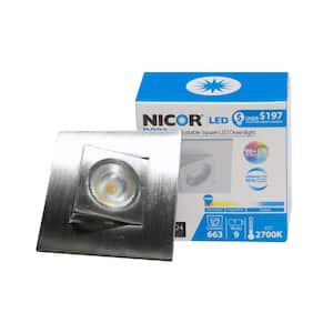 DQR Series 2 in. 3000K Square Eyeball Remodel or New Construction Integrated LED Recessed Downlight Kit in Nickel