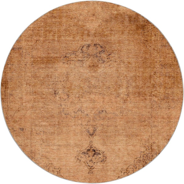 Dream Shag Premium Machine Washable Abstract ADS658 Copper 8 ft. x 8 ft. Round Rug