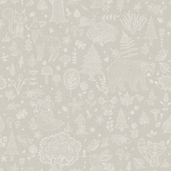 Unbranded Little Explorers 2 Grey Forest Animals Matte Finish Non-Pasted Non-Woven Wallpaper Sample