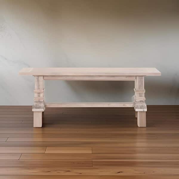 Benjara 63 in. Brown Backless Bedroom Bench with Double Pedestal Base, Brown