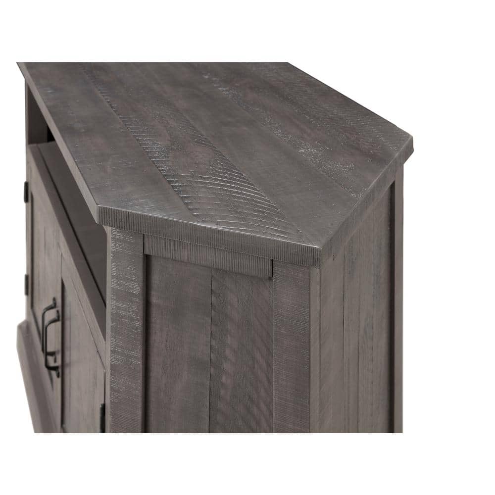Gray 50" Solid Wood Corner TV Stand with Cabinet