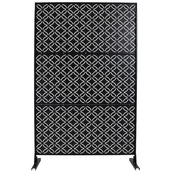 6.3 ft. x 4 ft. Black Outdoor Steel Decorative Privacy Screen, Indoor Metal Privacy Fence Panel