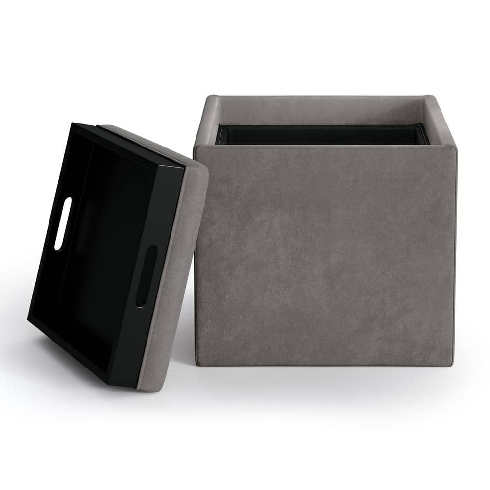 Rockwood Slate Grey Faux Leather Multi-Functional Storage Ottoman