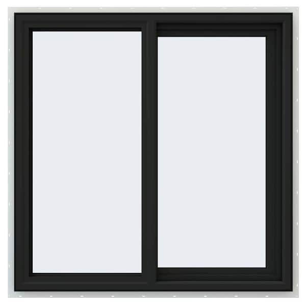 JELD-WEN 36 in. x 36 in. V-4500 Series Bronze Exterior/White Interior FiniShield Vinyl Right-Handed Sliding Window w/Mesh Screen