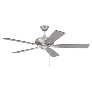 Eos 52 in. Indoor Dual Mount Brushed Polished Nickel Finish Ceiling Fan with Brushed Nickel/Greywood Reversible Blades
