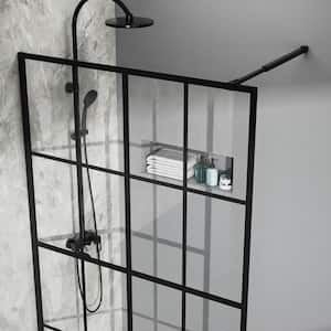 46 in. W x 72 in. H Fixed Single Panel Frameless Shower Door in Black Finish with 1/5 in. (5 mm) Clear Glass