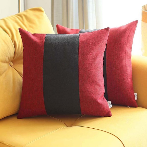 MIKE & Co. NEW YORK Bohemian Handmade Jacquard Red and Black 18 in. x 18 in. Square Solid Throw Pillow Set of 2