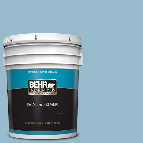 BEHR PREMIUM PLUS 5 gal. #S480-3 Sydney Harbour Satin Enamel Exterior Paint & Primer