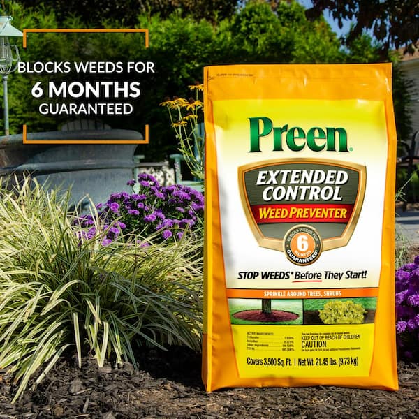 - Covers 3,500 sq ft. 21.45 lb Preen Extended Control Weed Preventer 