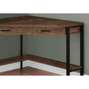 42 in. Corner Brown Metal 1-Drawer Computer Desks