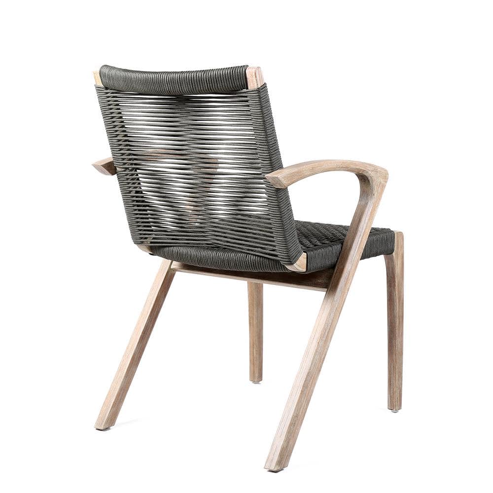 Light Eucalyptus and Concrete Outdoor Dining Set with Rope Chairs