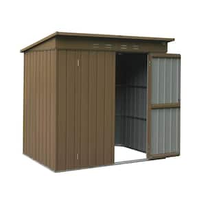 Brown 6 ft. W x 4 ft. D Metal Shed, Outdoor Storage Shed with Sloping Roof, Latches and Lockable Door (24 sq. ft.)