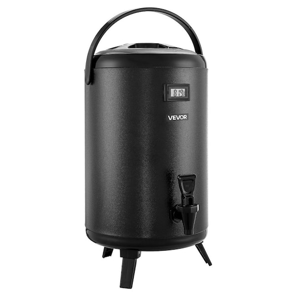 Insulated Beverage Dispenser 3.2Gal. Stainless Steel with Spigot & Temp Display, Hot & Cold Drinks for Tea/Coffee, Black