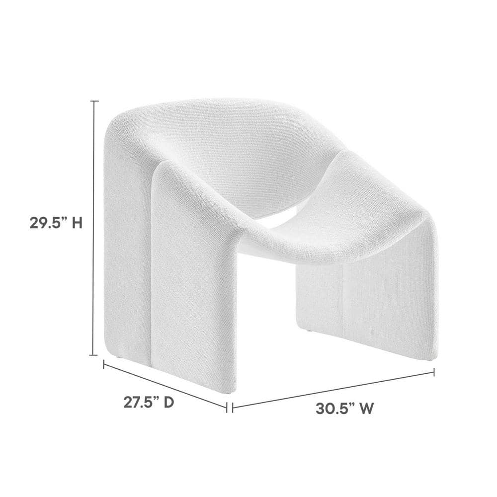 Frost White Faux Leather Barrel Accent Chair with Metal Frame