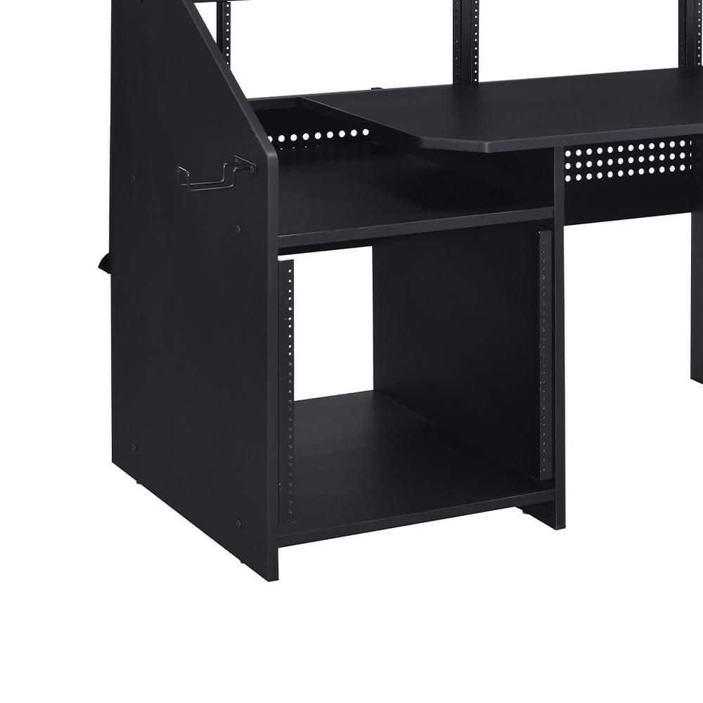 Studio Black 71" Music Desk with Keyboard Tray and Headphone Hooks