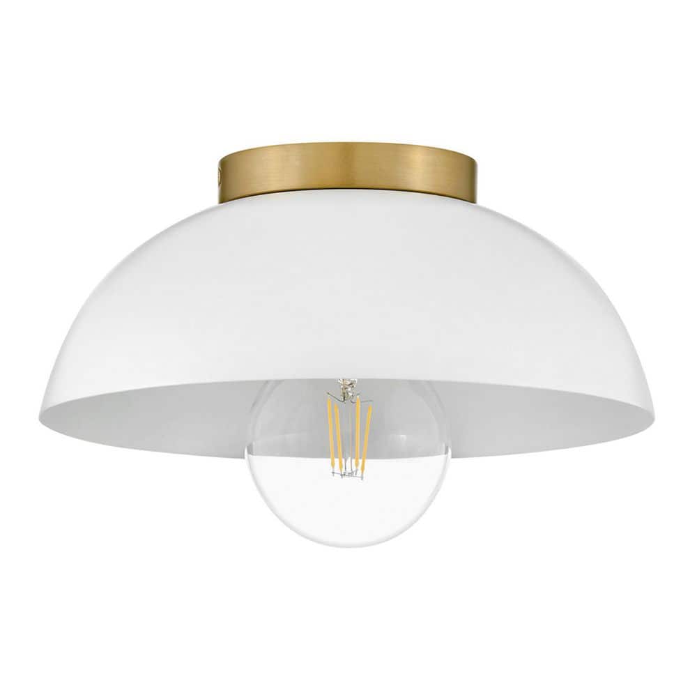 Matte White and Brass LED Globe Flush Mount