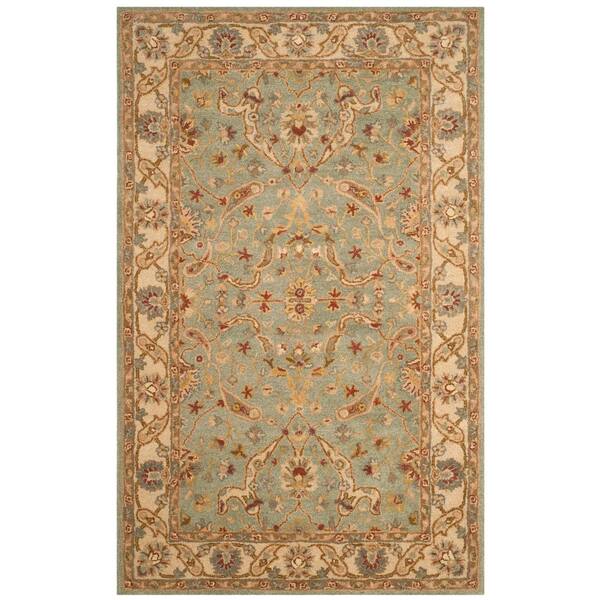 SAFAVIEH Antiquity Teal/Beige 4 ft. x 6 ft. Border Area Rug