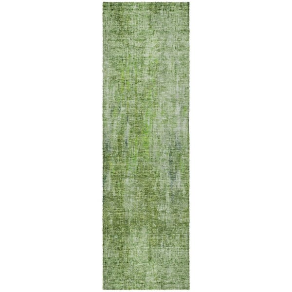 Dream Shag Premium Machine Washable Abstract ADS656 Olive 2 ft. x 7 ft. Runner Rug