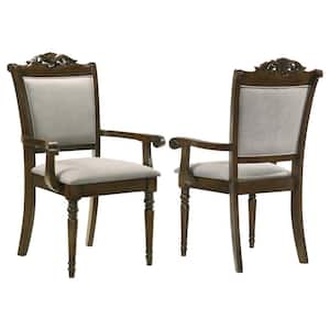 Willow Brook Gray and Chestnut Upholstered Dining Armchair (Set of 2)