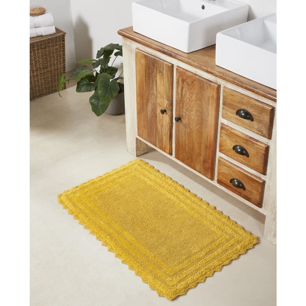 Home Weavers Inc Allure Collection 100% Cotton Bath Carpet Non-Slip 2 Piece  Bath Carpet set, Bathroom Rug- 17x24, Bath Rug- 21x34 Butter