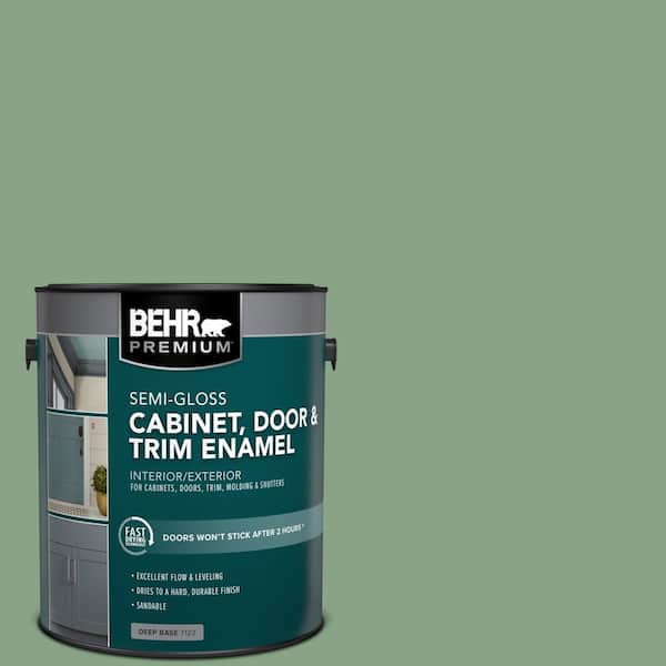 BEHR PREMIUM 1 gal. #S400-5 Gallery Green Semi-Gloss Enamel Interior/Exterior Cabinet, Door & Trim Paint