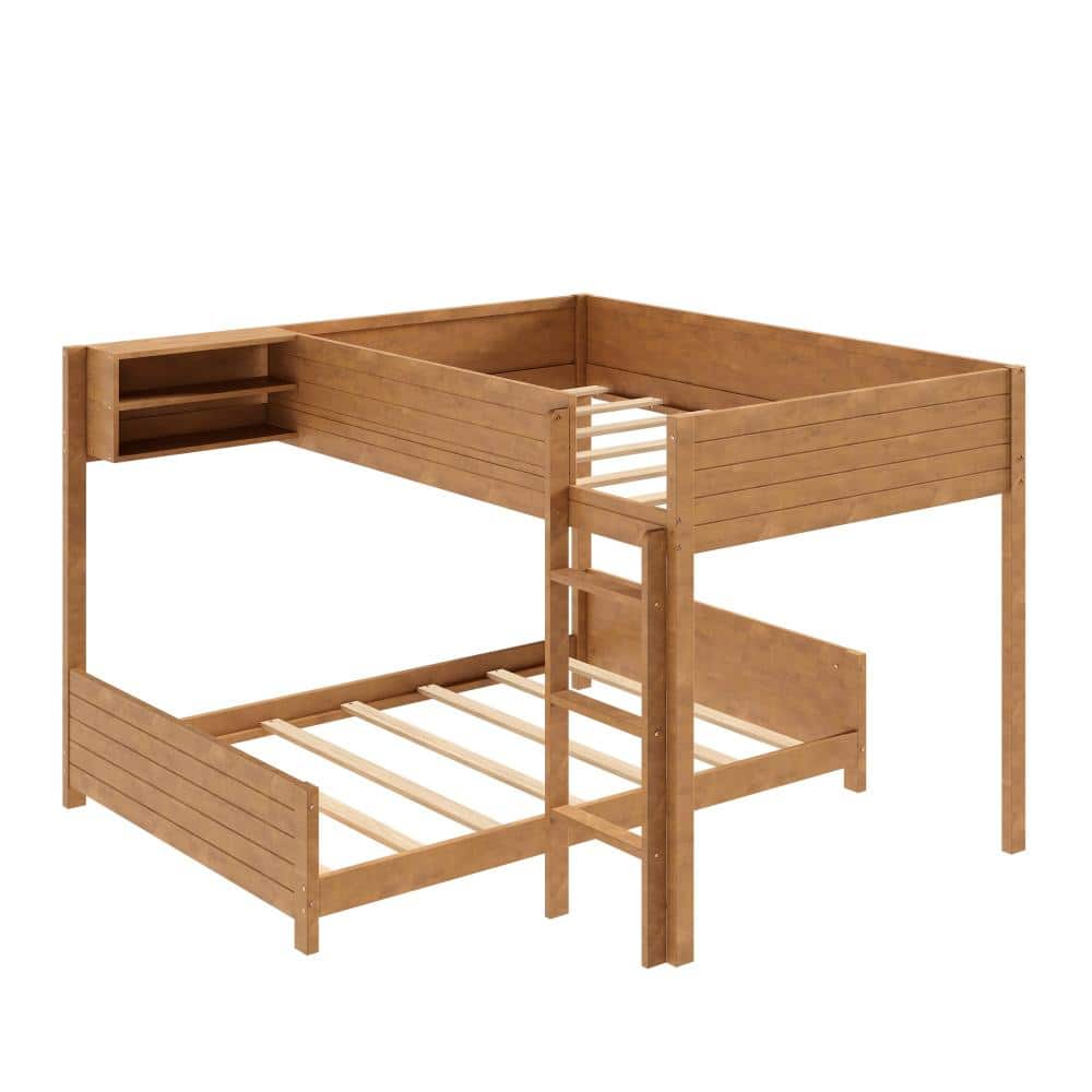 Walnut Full XL Over Full XL Loft Bed with Shelves, Ladder price history on PriceWatchPro