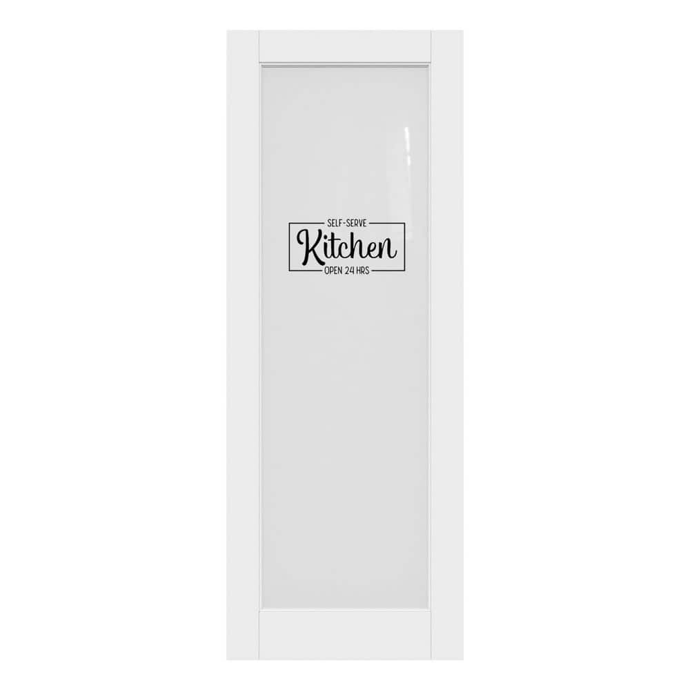 28 in. x 80 in. 1-Lite Tempered Frosted Glass White Primed Solid MDF Interior Door Slab with Peel Sticker (Kitchen) price history on PriceWatchPro