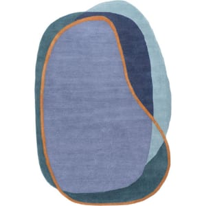 Greenwich Abstract Wool Area Rug Blue Multicolor 8 ft. x 10 ft. Area Rug