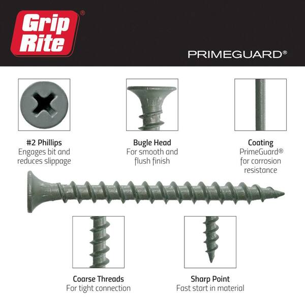 #9 x 2-1/2 in. #2 Phillips Bugle Head Coarse Thread Coated Exterior Wood Screws 25 lb. Box
