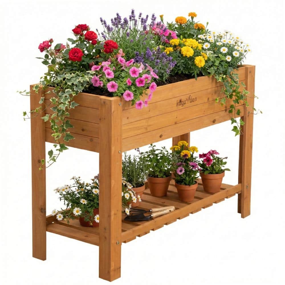 kdgarden 39 in. x 16 in. x 33 in. H Elevated Cedar Wood Raised