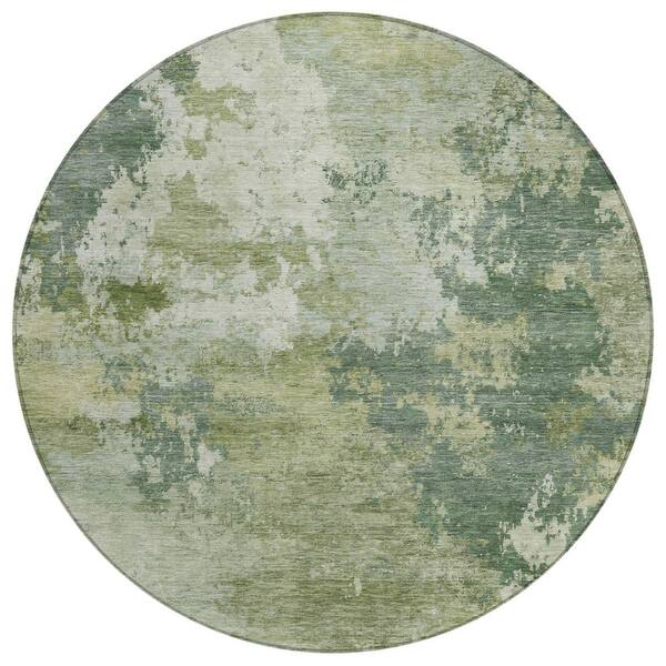 Chantille Machine Washable Indoor/Outdoor Abstract ACN2367 Fern 8 ft. x 8 ft. Round Rug