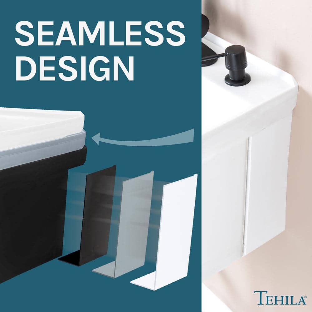 White Thermoplastic Wall Mounted Utility Sink with Matte Black Faucet