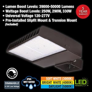 1000-Watt Equivalent Bronze Integrated LED Flood Light Adjustable 34000-50000 Lumens and CCT with Photocell