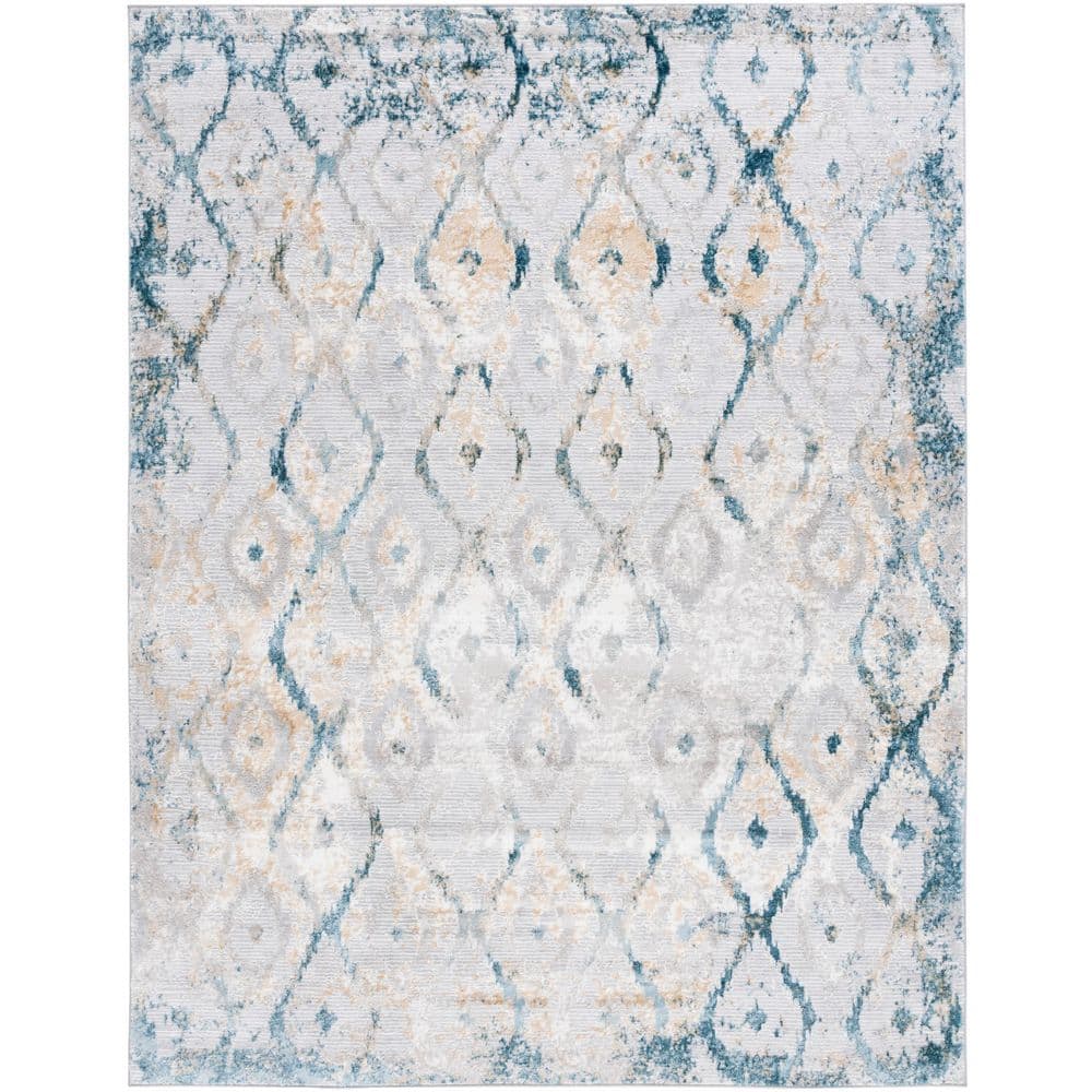 Meadow 9 ft. x 12 ft. Gray/Blue Gold Distressed Trellis Area Rug price history on PriceWatchPro