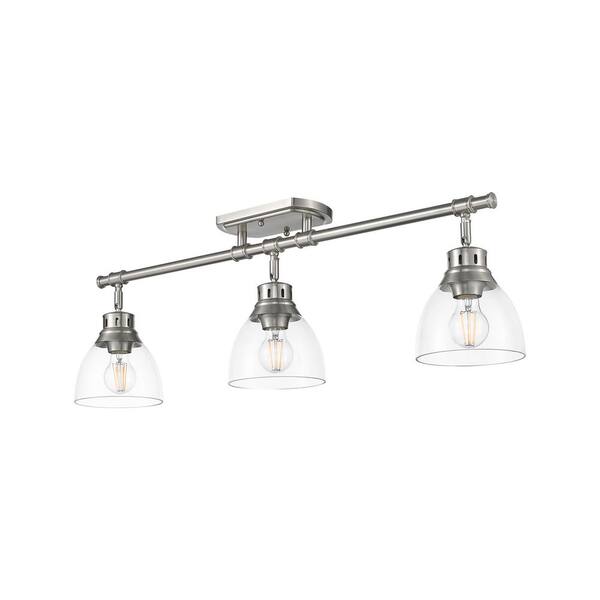 Golden Lighting - Duncan 6.5 in. 3-Light Pewter Semi-Flush Mount with Clear Glass Shade