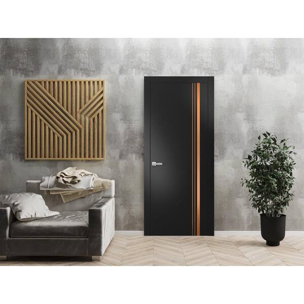 Sartodoors 1010 18 in. x 84 in. Right-Hand/Inswing Solid Black