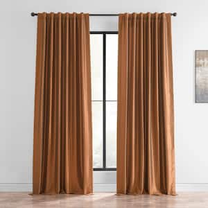 Copper Kettle Brown Vintage Textured Faux Dupioni Silk Light Filtering Curtain - 50 in. W x 108 in. L (1 Panel)