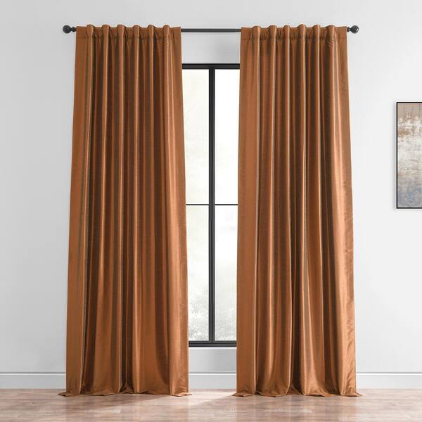 Exclusive Fabrics & Furnishings Copper Kettle Solid Rod Pocket Room Darkening Curtain - 50 in. W x 120 in. L (1 Panel)