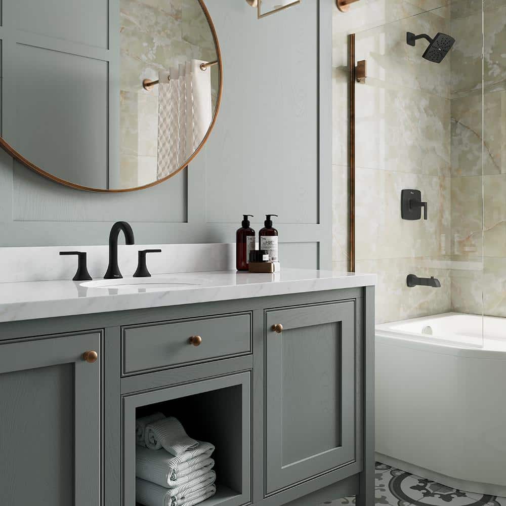 Vaneri Matte Black Widespread 2-Handle Bathroom Faucet