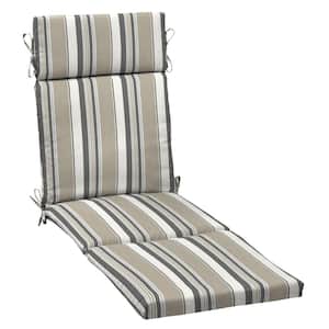 21 in. x 72. in Outdoor Chaise Lounge Cushion in Taupe Grey Linen Stripe