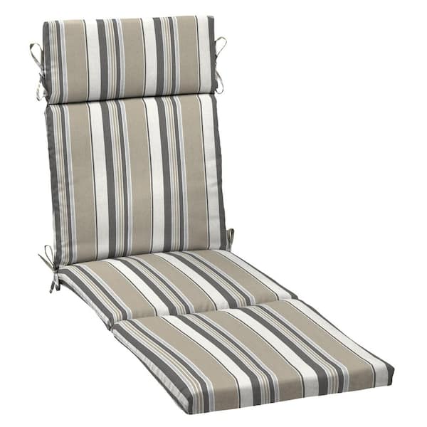 ARDEN SELECTIONS 21 in. x 72. in Outdoor Chaise Lounge Cushion in Taupe Grey Linen Stripe