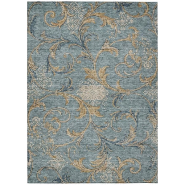 Chantille Machine Washable Indoor/Outdoor Abstract ACN3012 Denim 8 ft. x 10 ft. Area Rug