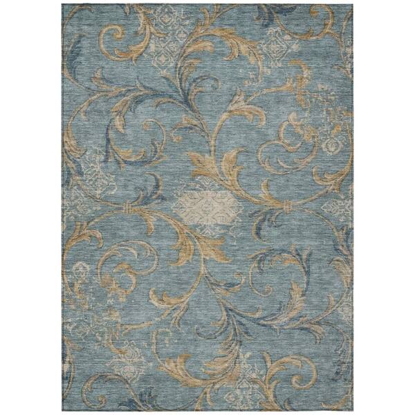 Chantille Machine Washable Indoor/Outdoor Abstract ACN3012 Denim 9 ft. x 12 ft. Area Rug