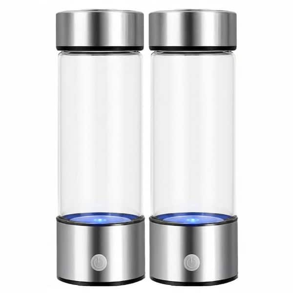 Portable Hydrogen Water Bottle Generator 2 Pack SPE PEM Tech Glass Stainless Water Ionizer USB Quick 3 Min