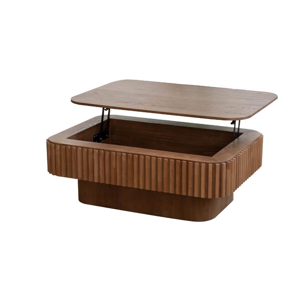 38.6 in. Walnut Rectangular Solid Wood Veneer Coffee Table with Lift-top Storage and Adjustable Height price history on PriceWatchPro