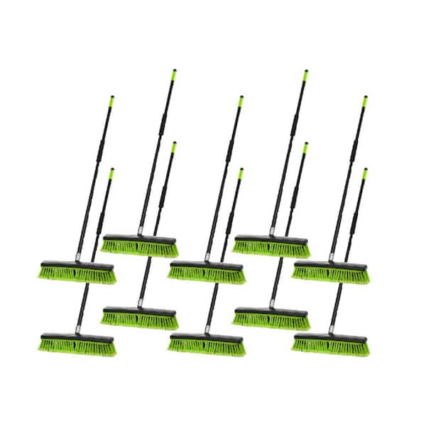 Alpine Industries 18 in. Green Multi-Surface 2-in-1 Squeegee Push Broom (10-Pack)