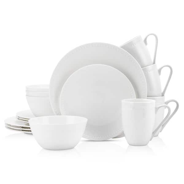 Stone Lain Ava 32-Piece Dinnerware Set Bone China, Service For 8, White