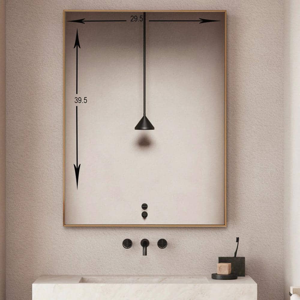 Vanta Gold and Silver Rectangular Bathroom Vanity Mirror